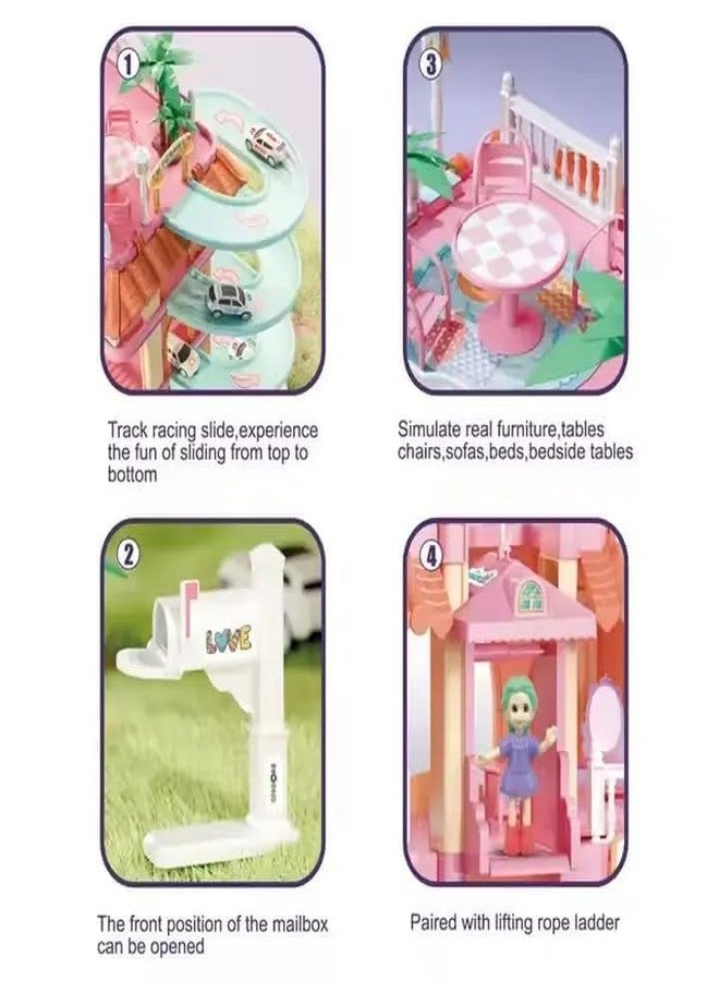Avarin Dream Castle Racing Track House for 3-10+ Year Old Girl, Doll Building Mini House Little Girls Funny House Child Pretend Play with Toys Furniture Indoor Accessories and Doll for Girls - Image 5